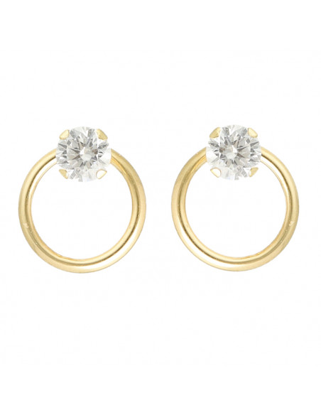 PENDIENTES EN ORO CON FORMA DE ARO Y CIRCONITA SUPERIOR