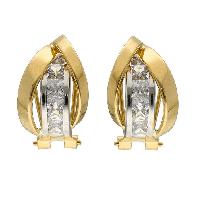 PENDIENTES EN ORO FORMA PICO CON CIRCONITAS