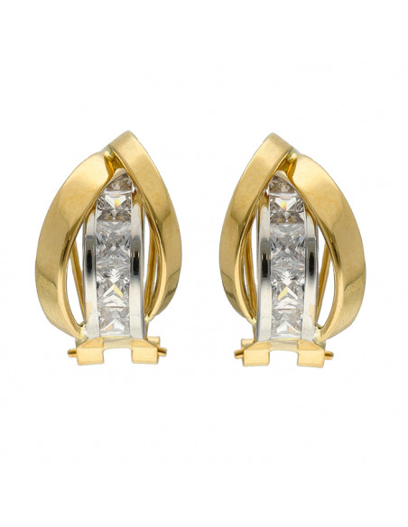 PENDIENTES EN ORO FORMA PICO CON CIRCONITAS