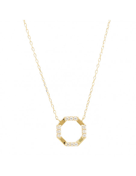 GARGANTILLA EN ORO CON COLGANTE EN FORMA DE OCTOGONO