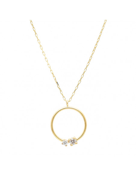 GARGANTILLA EN ORO CON COLGANTE EN ARO Y CIRCONITAS