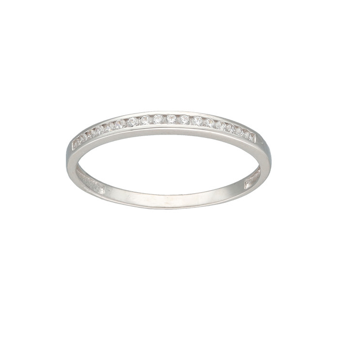 ANILLO EN ORO BLANCO CON CIRCONITAS EN CARRIL