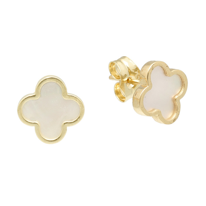 PENDIENTES EN ORO CON NACAR Y FORMA DE FLOR