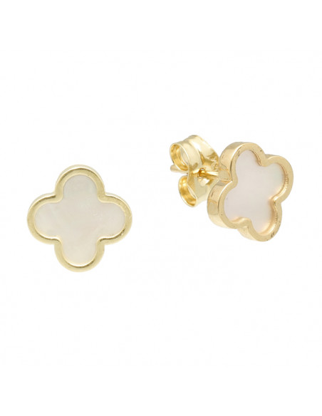 PENDIENTES EN ORO CON NACAR Y FORMA DE FLOR
