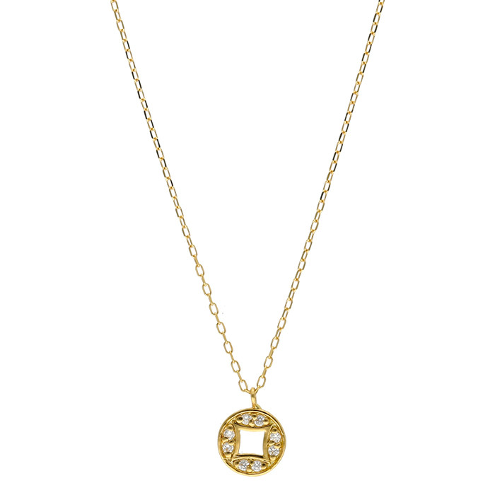 GARGANTILLA CON COLGANTE EN ORO FORMA CIRCULO CON CIRCONITAS