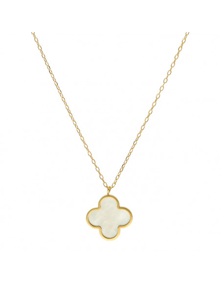 GARGANTILLA EN ORO CON COLGANTE FORMA FLOR Y NACAR EN CENTRO