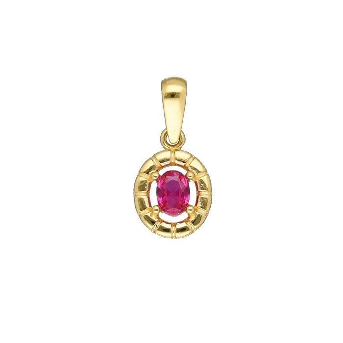 COLGANTE EN ORO CON RUBÍ OVAL EN CENTRO