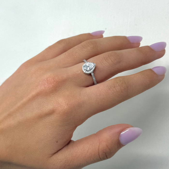 ANILLO EN ORO BLANCO GOTA ROSETA CIRCONITAS 2