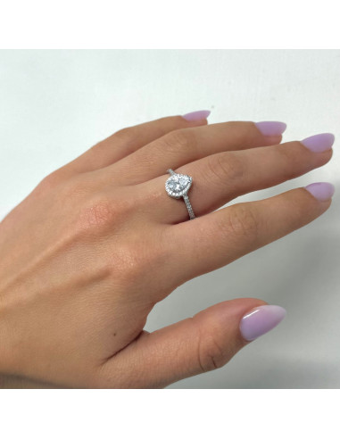 ANILLO EN ORO BLANCO GOTA ROSETA CIRCONITAS