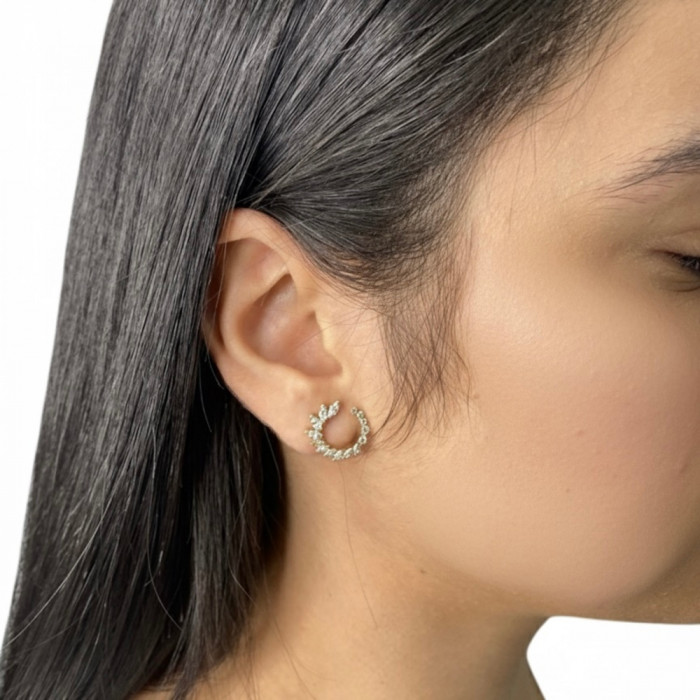 PENDIENTES ORO FORMA ARO ABIERTO CON CIRCONITAS 2