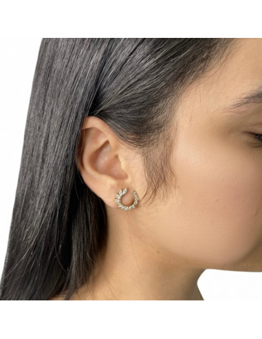 PENDIENTES ORO FORMA ARO ABIERTO CON CIRCONITAS