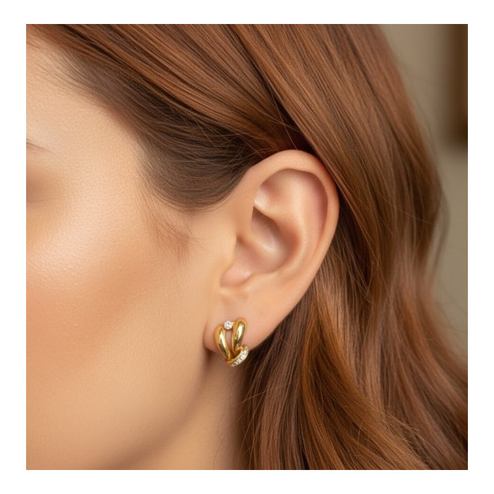 PENDIENTES EN ORO CON CIRCONITAS Y CIERRE OMEGA 2