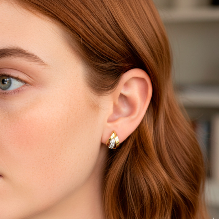 PENDIENTES EN ORO FORMA PICO CON CIRCONITAS 2