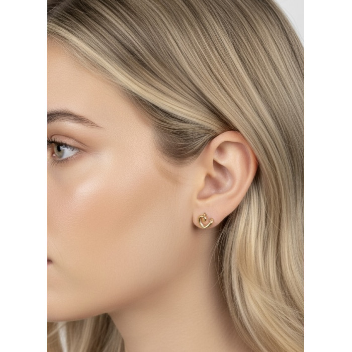 PENDIENTES EN ORO AMARILLO  CORAZÓN NUDO 2