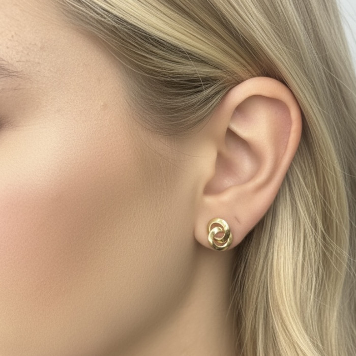 PENDIENTES EN ORO AMARILLO DOBLE ARO ENTRELAZADO 2