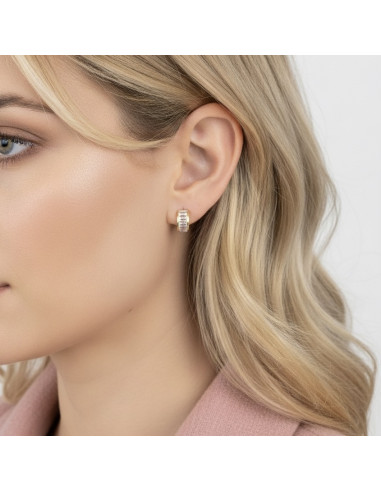 PENDIENTES EN ORO CON CIRCONITAS EN CARRIL BAGUETTE