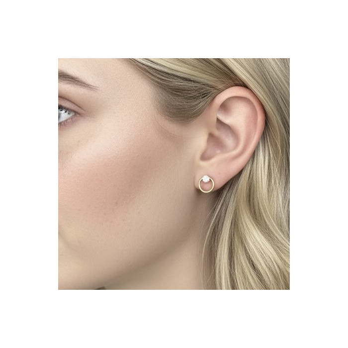 PENDIENTES EN ORO CON FORMA DE ARO Y CIRCONITA SUPERIOR 2