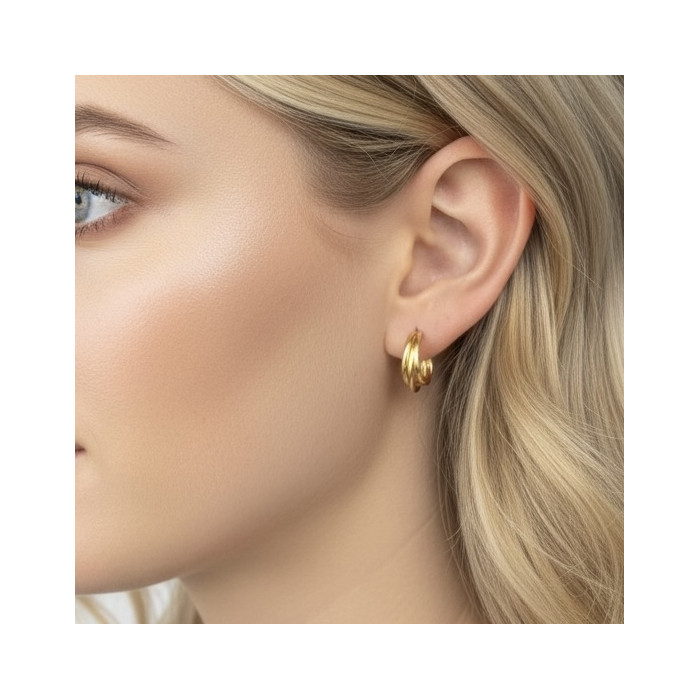 PENDIENTES EN ORO 3 AROS LISOS 2