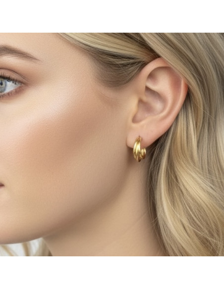 PENDIENTES EN ORO 3 AROS LISOS
