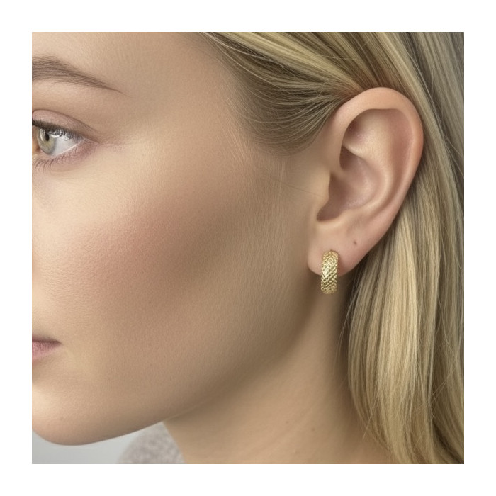 PENDIENTES EN ORO AMARILLO DISEÑO CRIOLLA CALADA ROMBOS OVAL 2