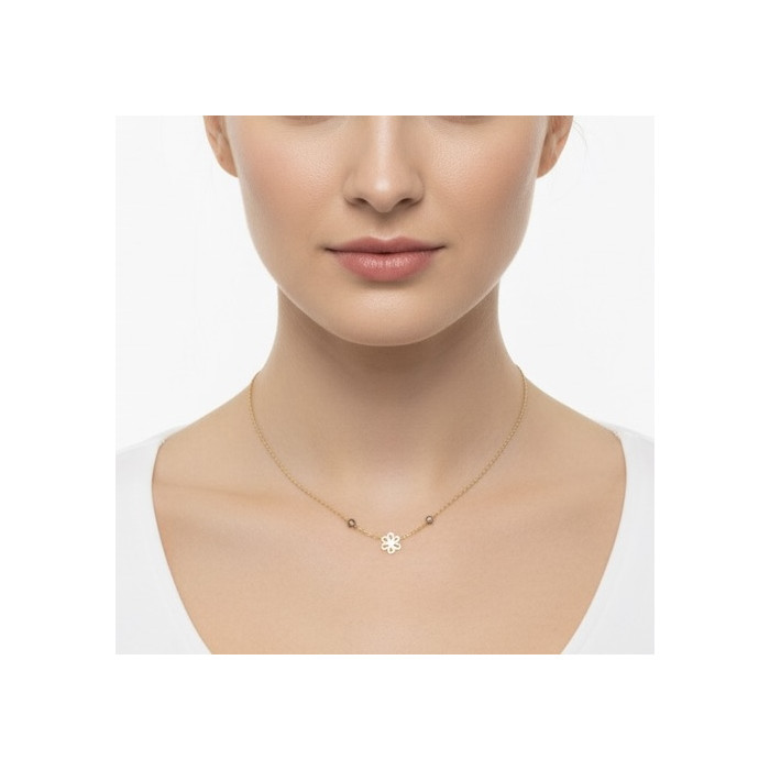 GARGANTILLA DE ORO AMARILLO CADENA FORSA CON FLOR CENTRAL Y UN CHATON DE CIRCONITA A CADA LADO 2