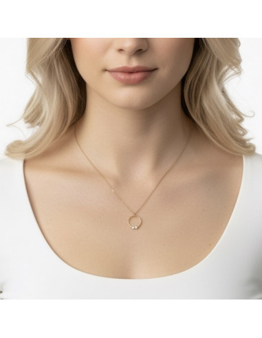 GARGANTILLA EN ORO CON COLGANTE EN ARO Y CIRCONITAS