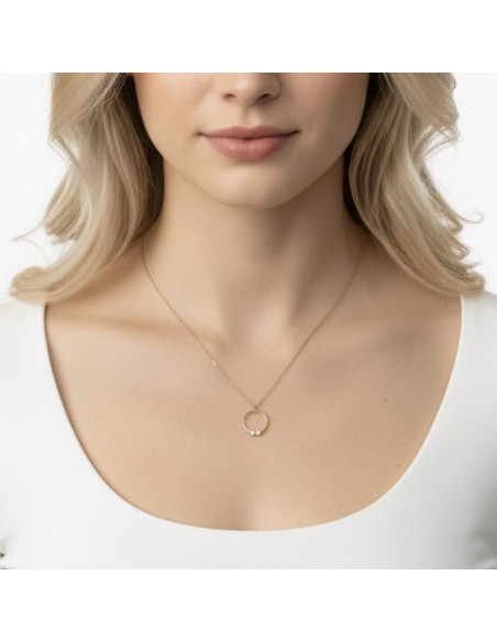 GARGANTILLA EN ORO CON COLGANTE EN ARO Y CIRCONITAS