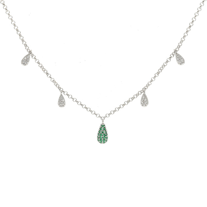 GARGANTILLA PLATA CIRCONITAS VERDES OVAL C SUGAR