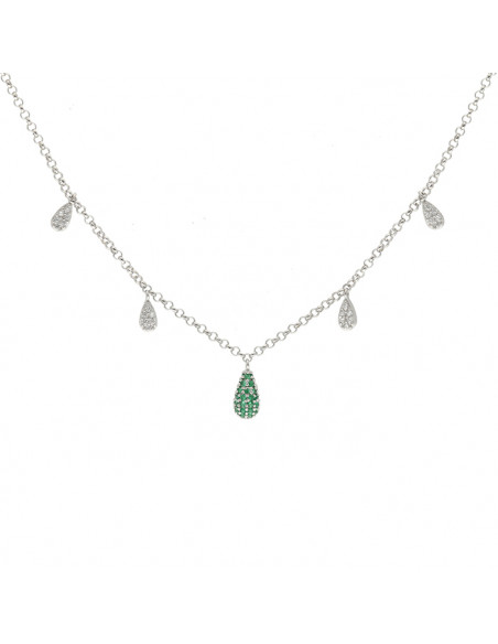 GARGANTILLA PLATA CIRCONITAS VERDES OVAL C SUGAR