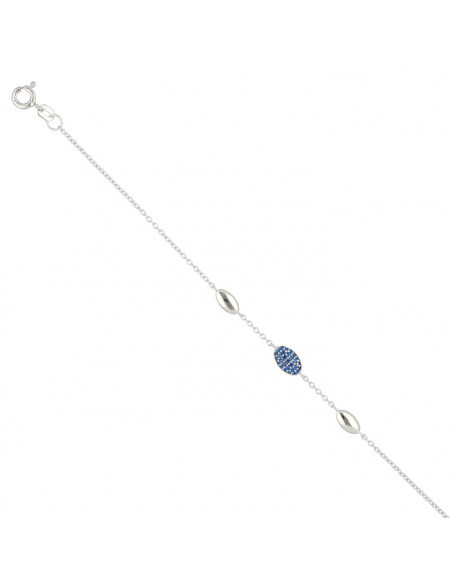 PULSERA EN PLATA CON CIRCONITAS AZULES FORMA OVAL C SUGAR