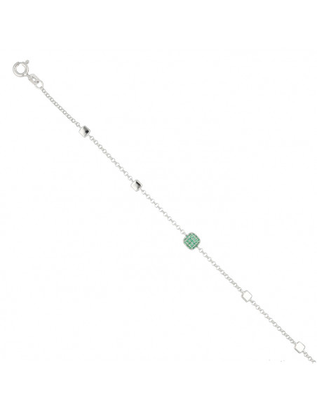 PULSERA EN PLATA CON CIRCONITAS VERDES CUADRADAS C SUGAR