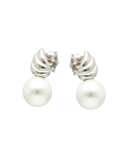 PENDIENTES EN PLATA ESPIRAL PERLA
