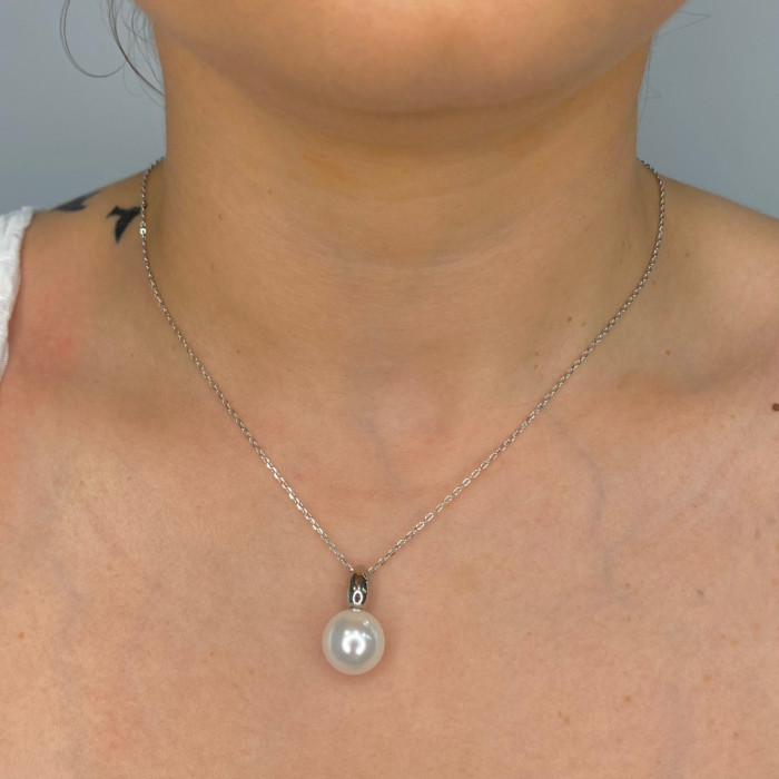 GARGANTILLA EN PLATA ÓVALO PLATA Y PERLA 2