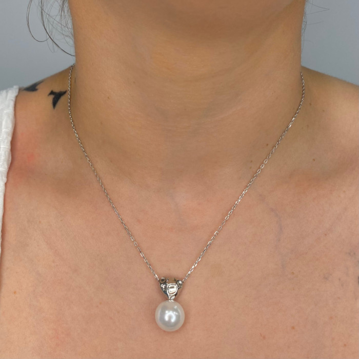 GARGANTILLA EN PLATA CORAZON PLATA MRTELADO PERLA 2