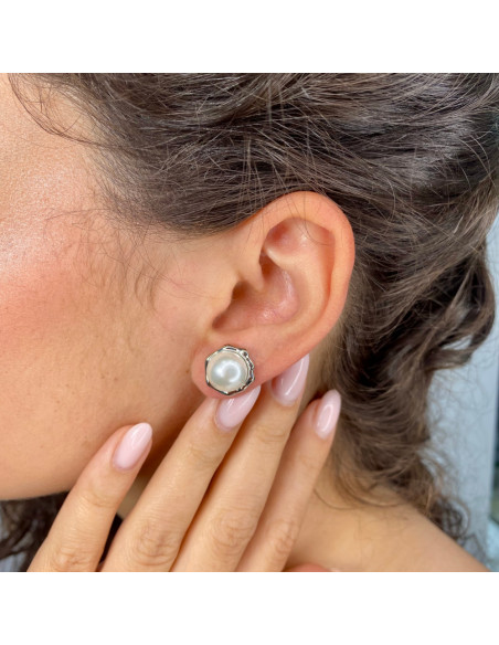 PENDIENTES EN PLATA PERLA BOCEL ONDAS