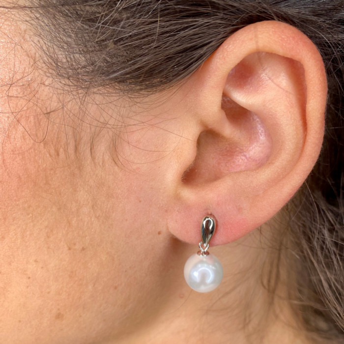 PENDIENTES EN PLATA GOTA INVERTIDA PERLA 2