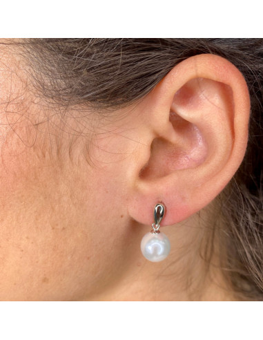 PENDIENTES EN PLATA GOTA INVERTIDA PERLA