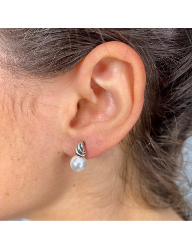 PENDIENTES EN PLATA ESPIRAL PERLA