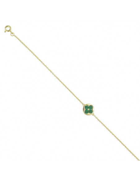 PULSERA EN PLATA DORADA CON UN TREBOL CENTRAL