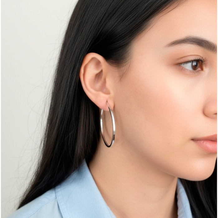 PENDIENTES FORMA ARO EN PLATA 2