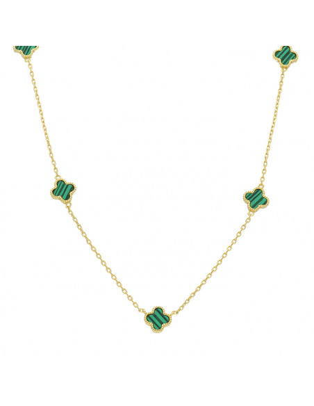 GARGANTILLA EN PLATA DOTADA CON TREBOLES VERDES