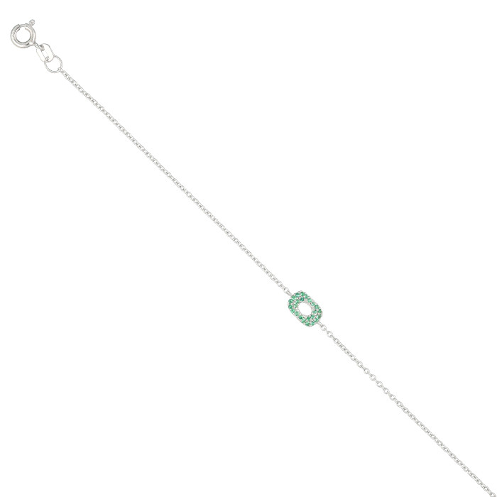 PULSERA EN PLATA CUADRADA CON CIRCONITAS VERDES C SUGAR