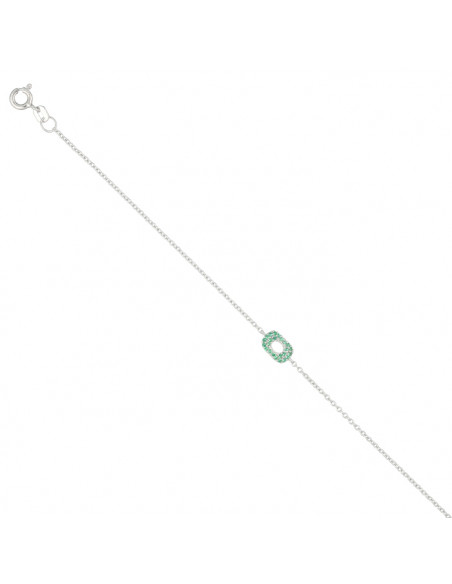 PULSERA EN PLATA CUADRADA CON CIRCONITAS VERDES C SUGAR