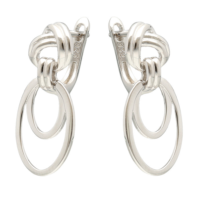 PENDIENTES EN PLATA LARGOS NUDO DOBLE ÓVALO