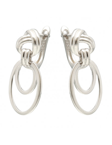 PENDIENTES EN PLATA LARGOS NUDO DOBLE ÓVALO