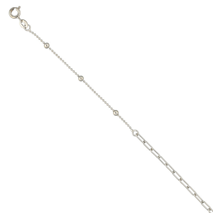 PULSERA EN PLATA CADENA BOLITAS/FORSA LARGA