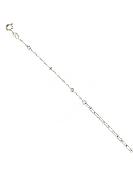 PULSERA EN PLATA CADENA BOLITAS/FORSA LARGA