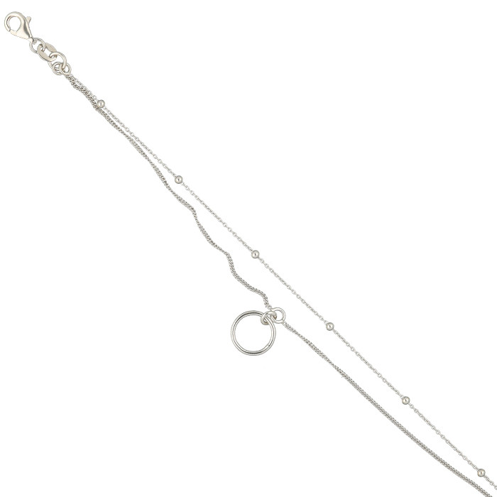 PULSER EN PLATA DOBLE MALLA BOLITAS CIRCULO