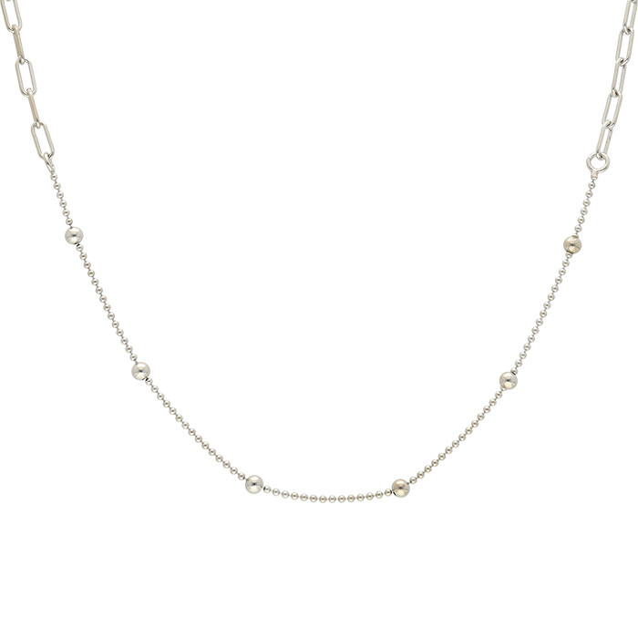 GARGANTILLA EN PLATA MALLA BOLITAS CON BOLITAS INTERCALADAS