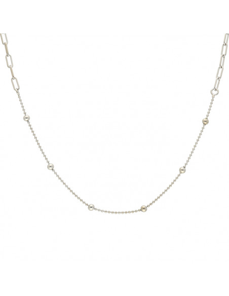 GARGANTILLA EN PLATA MALLA BOLITAS CON BOLITAS INTERCALADAS